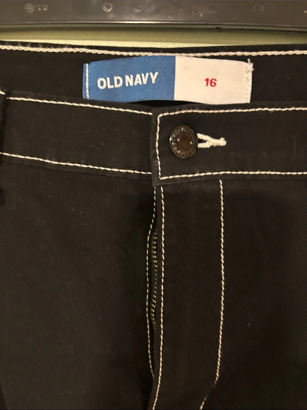 Old Navy Girls Black Cargo Pants with White Contrast Stitching